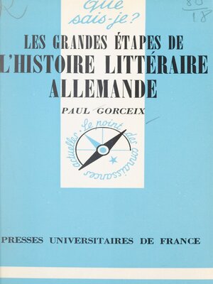 cover image of Les grandes étapes de l'histoire littéraire allemande